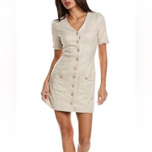 Rachel Parcell Cream Button-Front Mini Dress